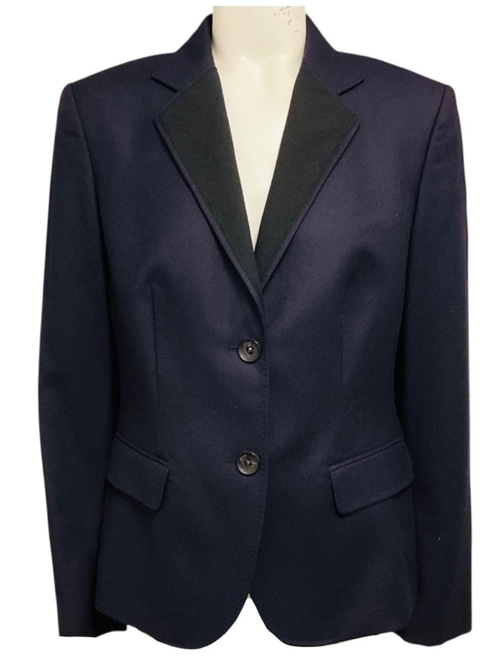 BRIONI NAVY BLUE SILK LINED TWO BUTTON WOOL BLAZER JACKET